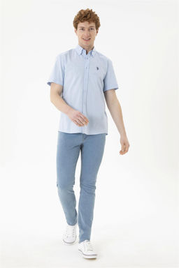 Мужская голубая рубашка с коротким рукавом - U.s. polo assn фото 4
