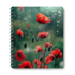 "Светоч" ТЕТ48-003 Тетрадь общая с запечатан. пластик. обложкой, 500 мкм., A5 48 л. на гребне 65 г/кв.м , белизна 100 % 4 шт. клетка 01897 Маки