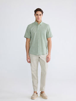 Regular Fit Keten Kar???ml? Erkek G?mlek
