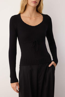 Siyah Premium Iplik/Ozel Iplik Triko Kazak TWOAW26KZ00215 - Trendyolmilla фото 3