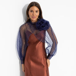 Болеро со съемным декором, Деловой взгляд (синее, с брошкой) - Charutti фото 2