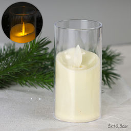 Свеча светодиодная подвижный фитиль в подсвечнике 10 см / VFR-22 /уп 12/360/