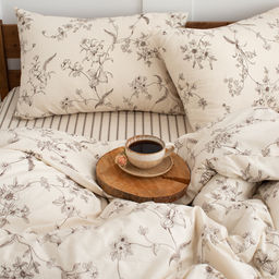 КПБ Чистый хлопок 1,5 спальный, наволочки 50х70, поплин, 100% хлопок, Гербариум ВБ Пододеяльник 146х215 с прорезью, простыня классическая 150х215 подшита с 4-х сторон, наволочки 50х70 с клапаном - 2 шт. - Традиция фото 27