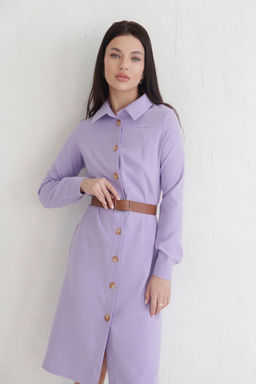 Платье-рубашка из микровельвета лавандовое - Martichelli фото 4