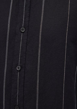 Cizgili Siyah Gomlek - Mavi фото 6