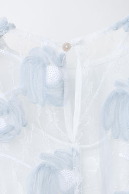 VESTIDO TUL BORDADOS / Azul / Blanco - Zara фото 4