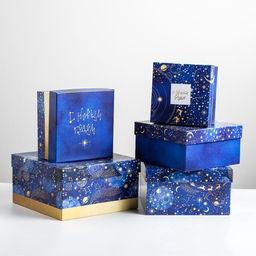 Коробки подарочные новогодние набор 5 в 1 «С новым годом», 14×14×8 - 22×22×12 см