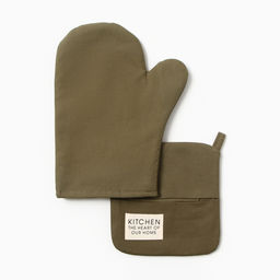 Кухонный набор Этель Kitchen: варежка-прихватка 18×29 см, прихватка 19×19 см, зелёный