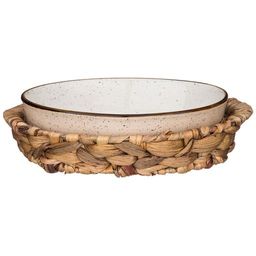 БЛЮДО ДЛЯ ЗАПЕКАНИЯ В ПЛЕТЕНОЙ КОРЗИНЕ BRONCO NATURE 26*17*6,5 СМ 800 МЛ КРЕМОВОЕ фото 2