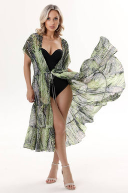 Туника шифон 6048/10/Зеленый, черный