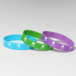 Силиконовый браслет Череп, набор 3 шт, цвет МИКС, 5,7см - Queen fair фото 2