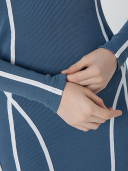 Платье женское синее с декоративными лампасами - Mark formelle фото 5