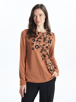 Bisiklet Yaka Desenli Kad?n Ti??rt