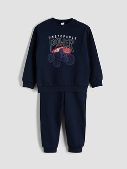 Bask?l? Erkek ?ocuk Sweatshirt ve E?ofman Alt?