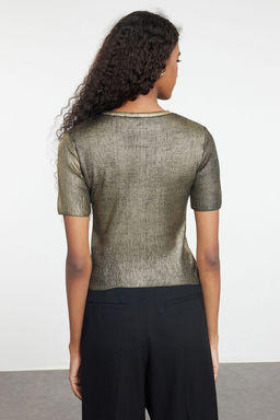 Alt?n Crop Varak Bisiklet YakaTriko Kazak TWOAW25KZ00267 - Trendyolmilla фото 5