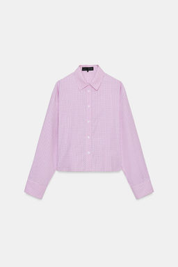 CAMISA CUADROS PINZAS ESPALDA / Rosa / Blanco - Zara фото 6