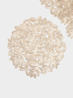 Набор салфеток сервировочных на стол Доляна «Листья», 38×38 см, 4 шт., ПВХ, золотистый