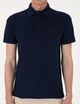 Lacivert Slim Fit %100 Pamuk K_vr_lmaz Amerikan Pike Polo Yaka Basic Ti__rt - Pierre cardin фото 6