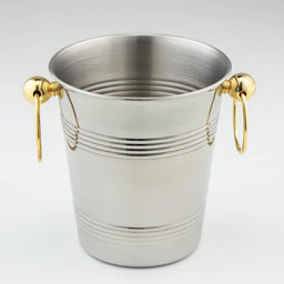 Ведро для льда «Классик», 2.1 л, 20.5×16×17.5 см, золотые ручки, нержавеющая 201 сталь