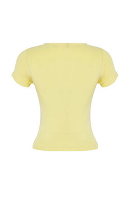 Ac?k Sar? Buzgu/Drape Detayl? Fitted Orme Bluz TWOSS25BZ00505