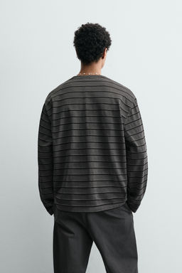 CAMISETA JACQUARD RAYAS / Gris - Zara фото 3