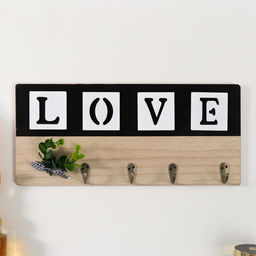 Настенные крючки декоративные Любовь. Эвкалипт с бантиком, дерево, 35.7?16 см