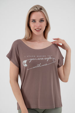 Футболка женская из вискозы Лирика какао You are safe - Амадэль фото 9