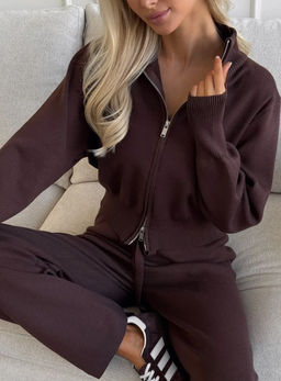 K13040 Костюм: брюки и джемпер (вязаный трикотаж) КОРИЧНЕВЫЙ