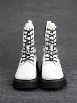 01-GZ6190-L61 WHITE Ботинки демисезонные женские (натуральная кожа) - Фабричный китай фото 8