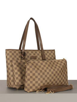 LАСCOMA сумка А567-шахматы-бежевый-коричневый эко кожа-канва - Laccoma фото 2