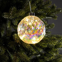 Ёлочная игрушка светодиодная Шар, d=12 см, 12 LED, от батареек ААх2, свечение тёплое белое