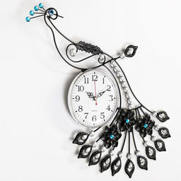 Часы настенные интерьерные «Павлин со стразами», серия: Ажур, бесшумные, плавный ход, 46×47.5 см, d=15 см