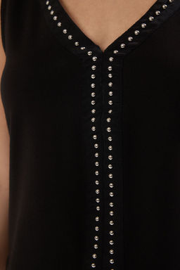 Siyah Fitted/Vucuda Oturan Serit Aksesuar Detayl? Esnek Orme Bluz TWOSS25BZ00223 - Trendyolmilla фото 3