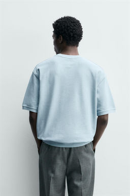 SUDADERA REGULAR FIT ESTRUCTURA PIQU? / Celeste lavado - Zara фото 3