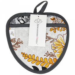 Прихватка с запахом 20х20см "Жозефина, вид 2", форма "Клубника", рогожка 171г/м2, хлопок 100%, наполнитель - ватин 280г/м2, на пластмассовом подвесе, "Домашняя мода" (Россия)