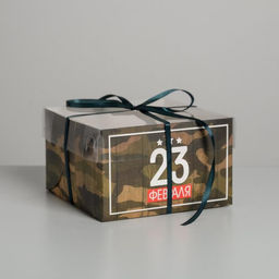 Цена за 5 шт. Коробка для капкейков, кондитерская упаковка, 4 ячейки «23 Февраля», 16×16×10 см