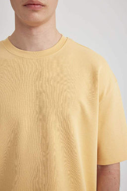 Футболка оверсайз с круглым вырезом из плотной ткани с короткими рукавами - Defacto фото 5