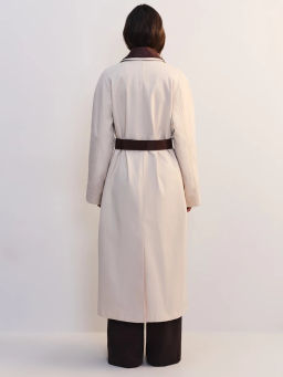 Плащ с кожаным воротником и ремнем ZR2604102217-60 / Zarina  фото 6