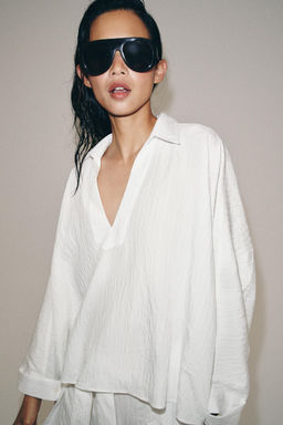 CAMISA OVERSIZE ESTRUCTURA ZW COLLECTION / Blanco roto - Zara фото 2