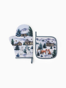 Кухонный набор Этель Forest animals: варежка-прихватка 20?27 см, прихватка 19?19 см