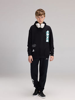 Kap??onlu PlayStation Bask?l? Erkek ?ocuk Sweatshirt
