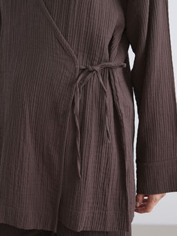 Kruvaze Yaka Dokulu Kad?n Kimono