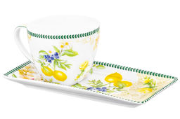 Чашка 250 мл с блюдцем для десерта 20*10*2 см Лимоны, NEW BONE CHINA - Elan gallery фото 7