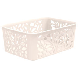 Цена за 3 шт. Корзина для хранения универсальная LEAVES, молочный, 25.8*18.6*10см, 4л
