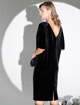 Платье прямое из мягкого бархата с V-образным вырезом на спине - Vilatte фото 2