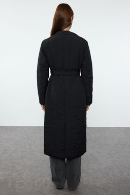 Siyah Oversize Kal?p Kusakl? Su iticili Uzun Kapitone Sisme Mont TWOAW25MO00186