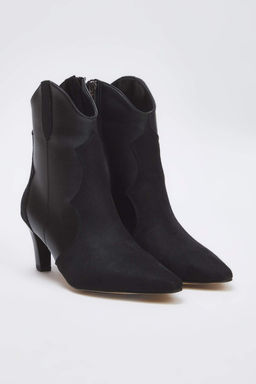 Siyah Suet Deri Detayl? Topuklu Kad?n Bilekte Bot
TAKAW26BO00048 - Trendyolmilla фото 8