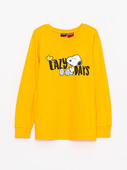 Bisiklet Yaka Snoopy Bask?l? Uzun Kollu Erkek ?ocuk Pijama Tak?m? - Waikiki фото 2