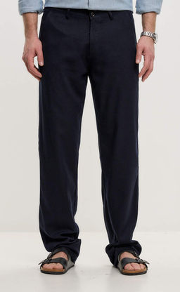 Брюки лен F511-0851 navy