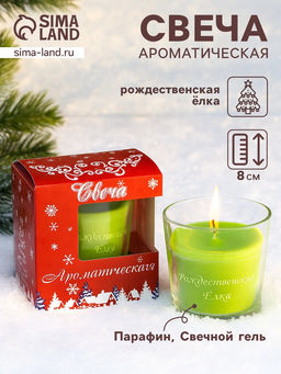Ароматическая свеча в стакане Рождественская ёлка, 6.58 см, зелёный
